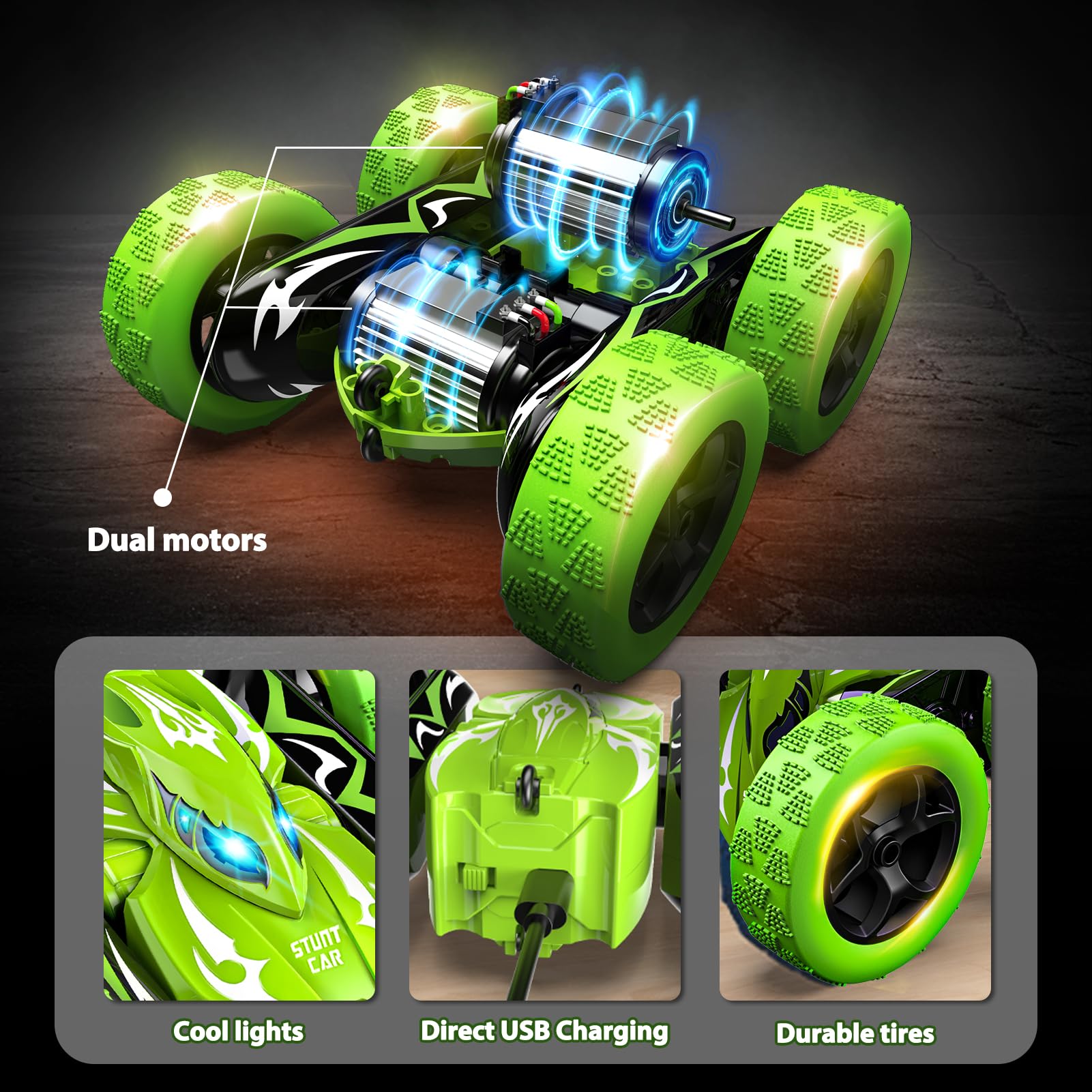 Excitobo RC car Type-C charging port for quick recharges.