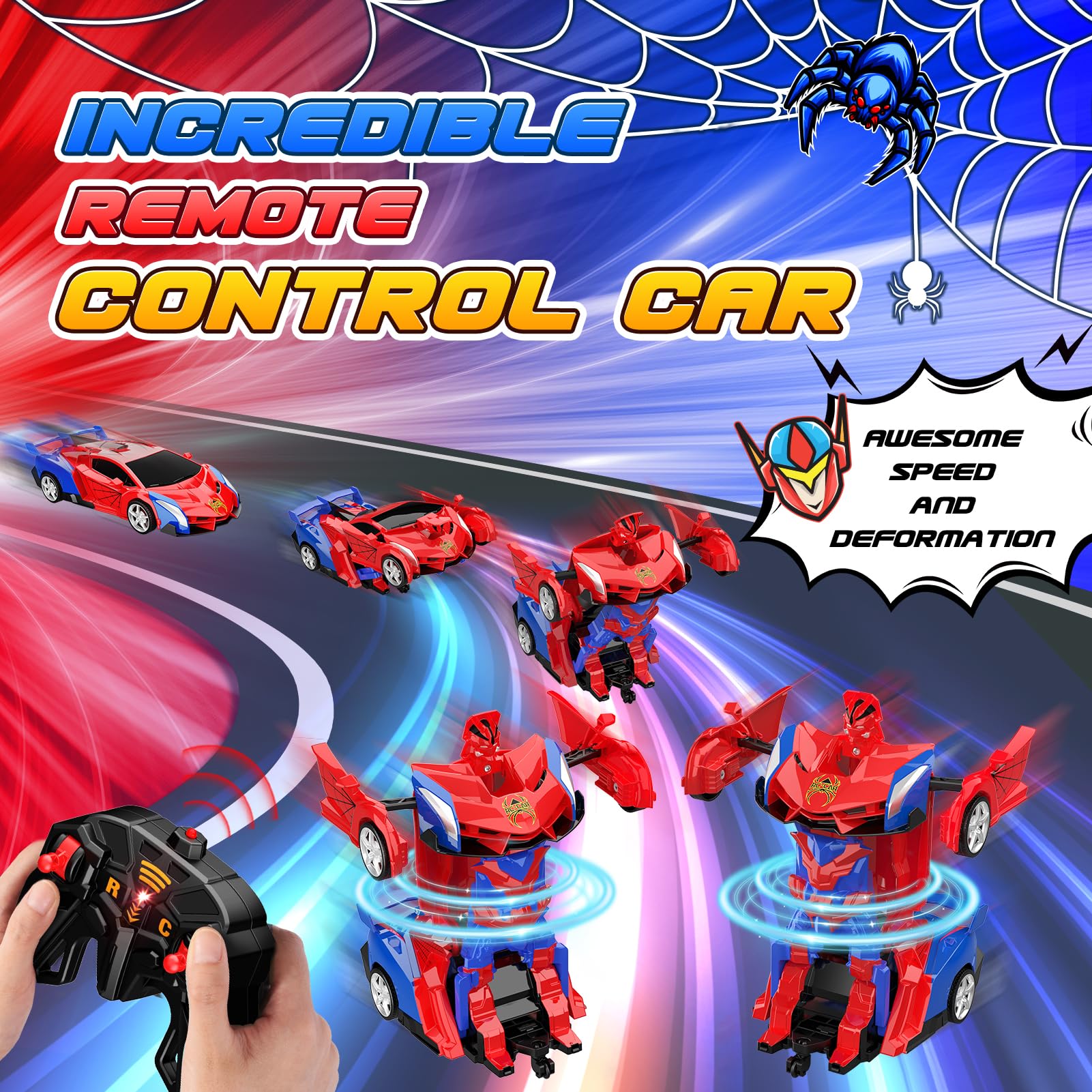 Excitobo Transform RC Car in robot mode highlights versatile play and imaginative storytelling.
