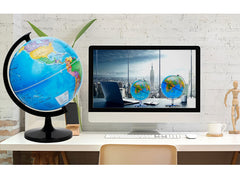 Exerz globe highlighting capital cities and major landmarks clearly