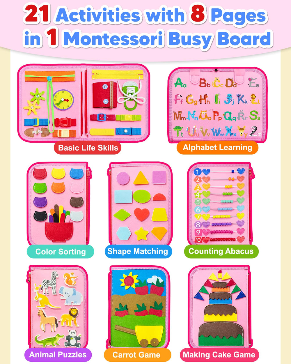 Exorany Busy Board color sorting and alphabet activities support early skills