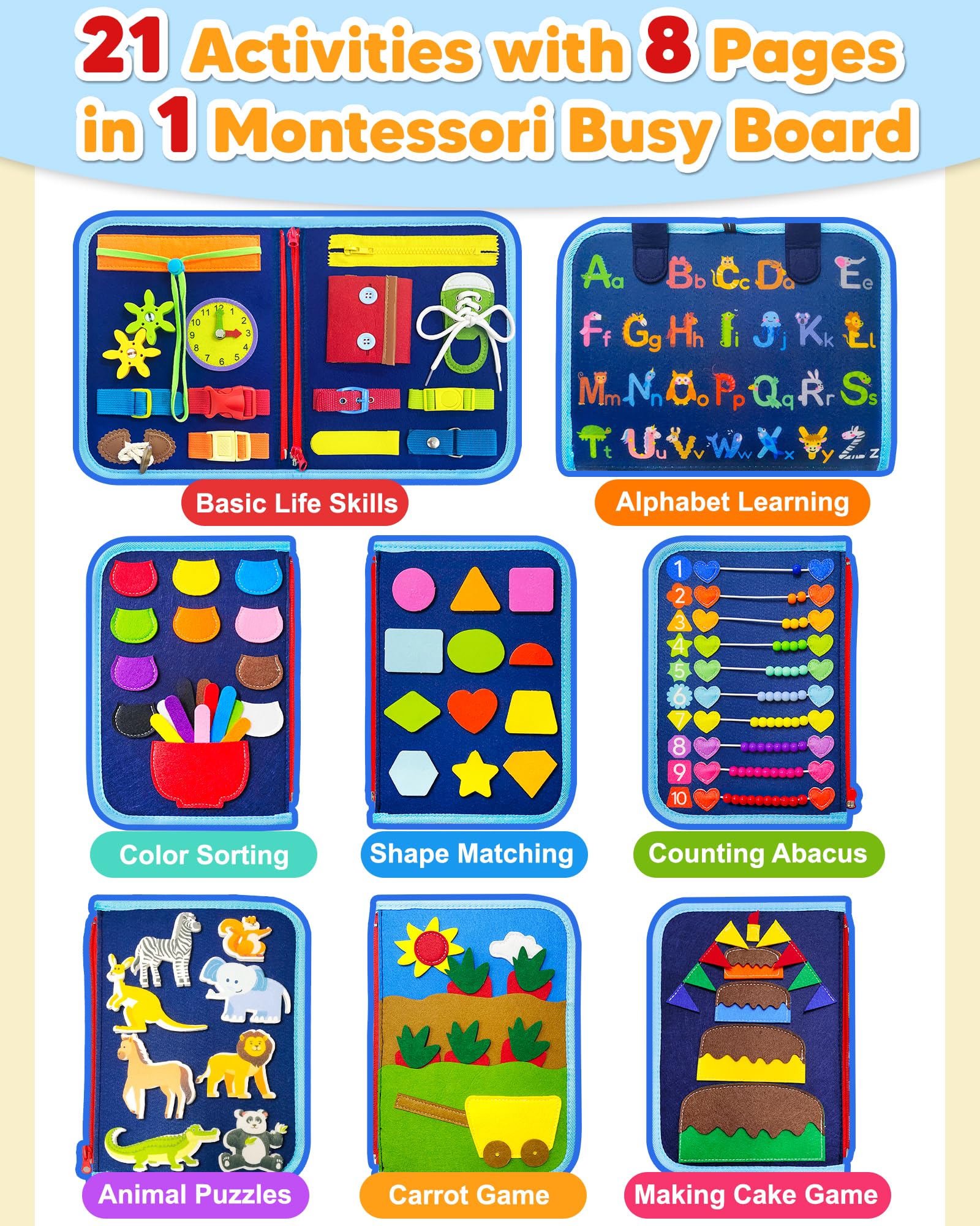 Exorany Busy Board color sorting and shapes supports early math and visual matching.