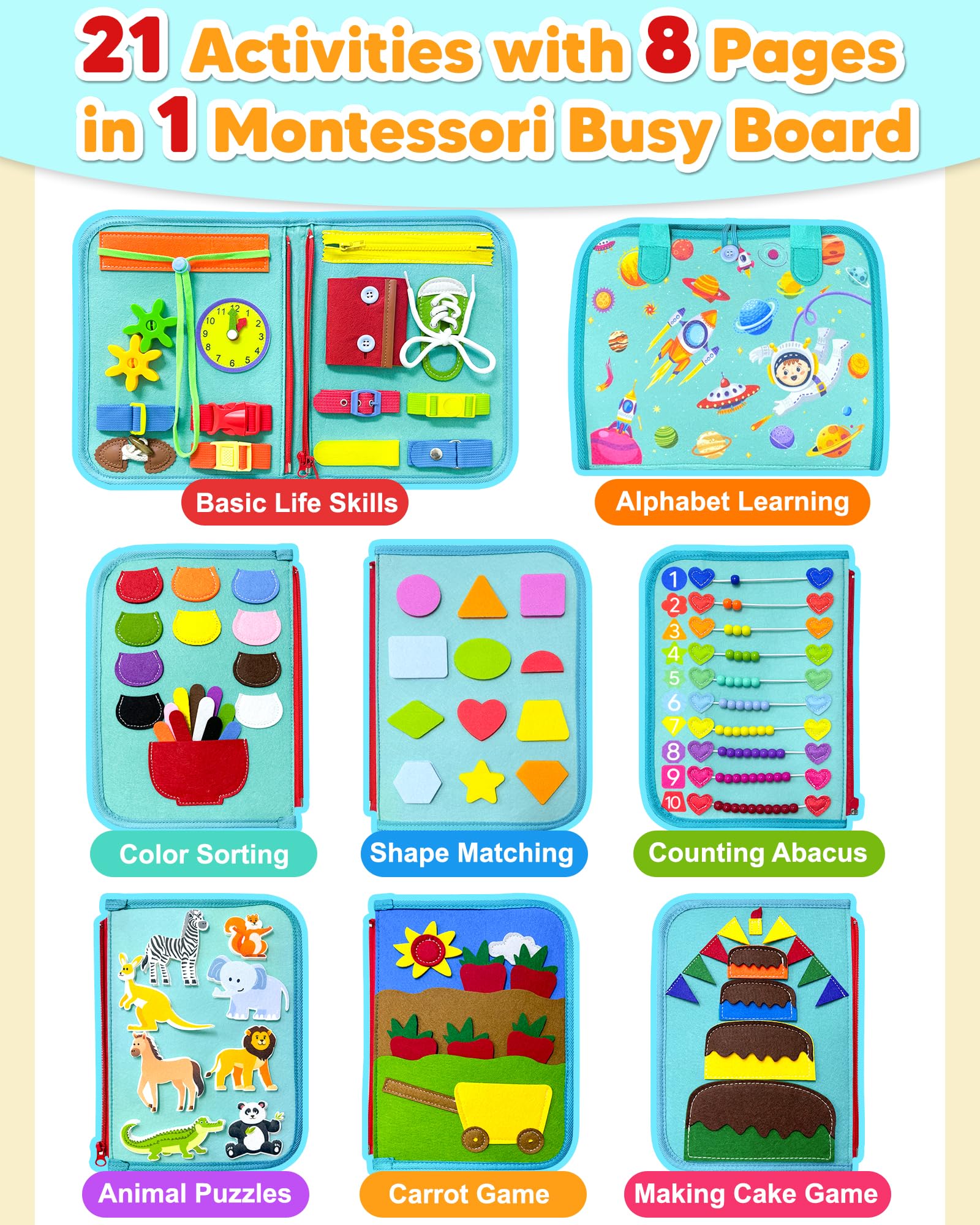 Exorany Busy Board with color sorting and shape matching boosts early cognition.