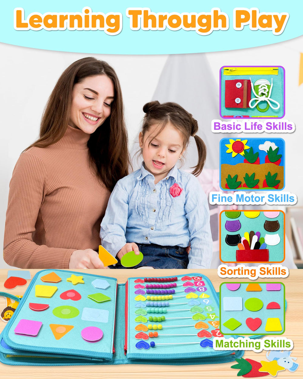 Exorany Busy Board is travel-friendly and lightweight for plane or car trips.