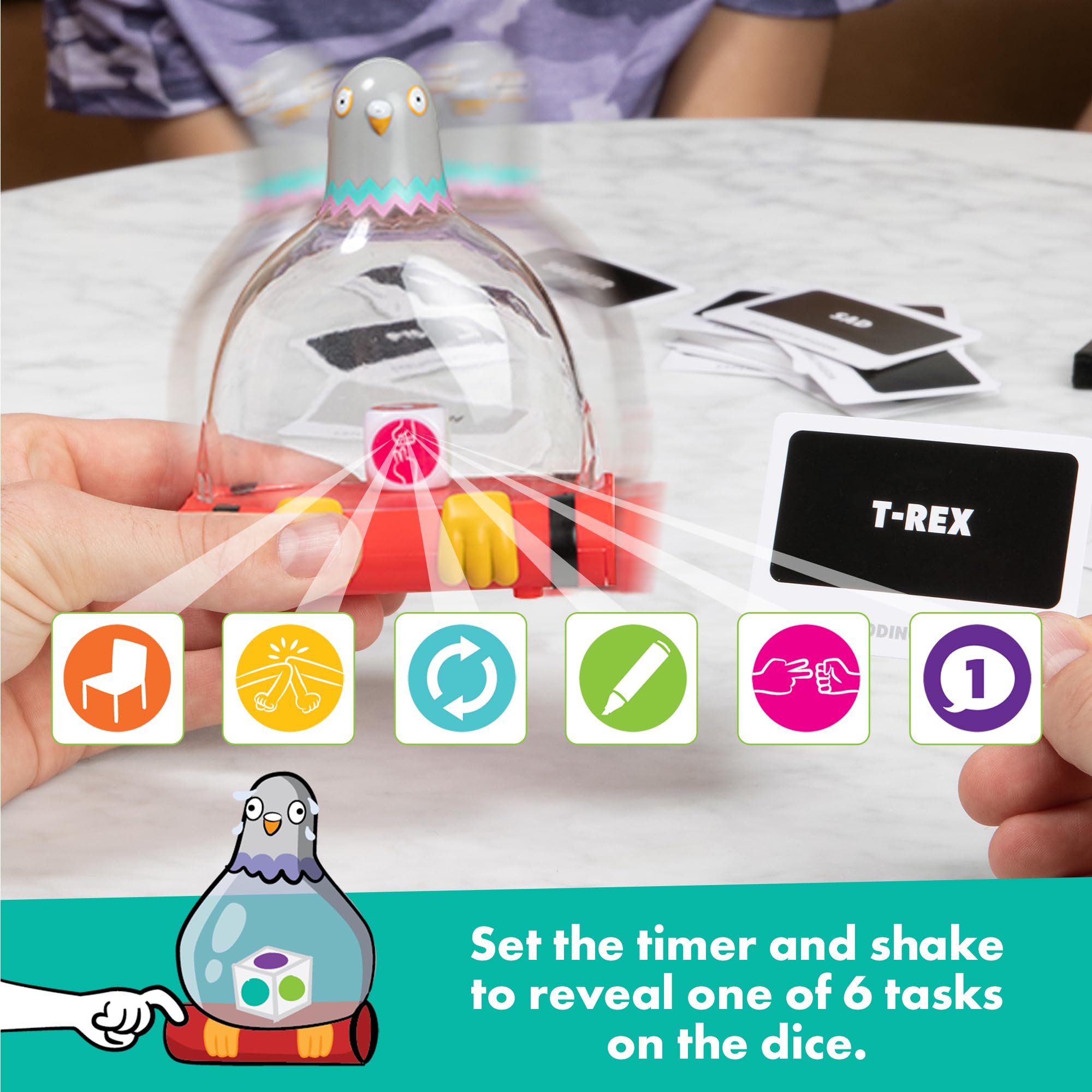 Exploding Kittens Game Night Setup shows a lively family table