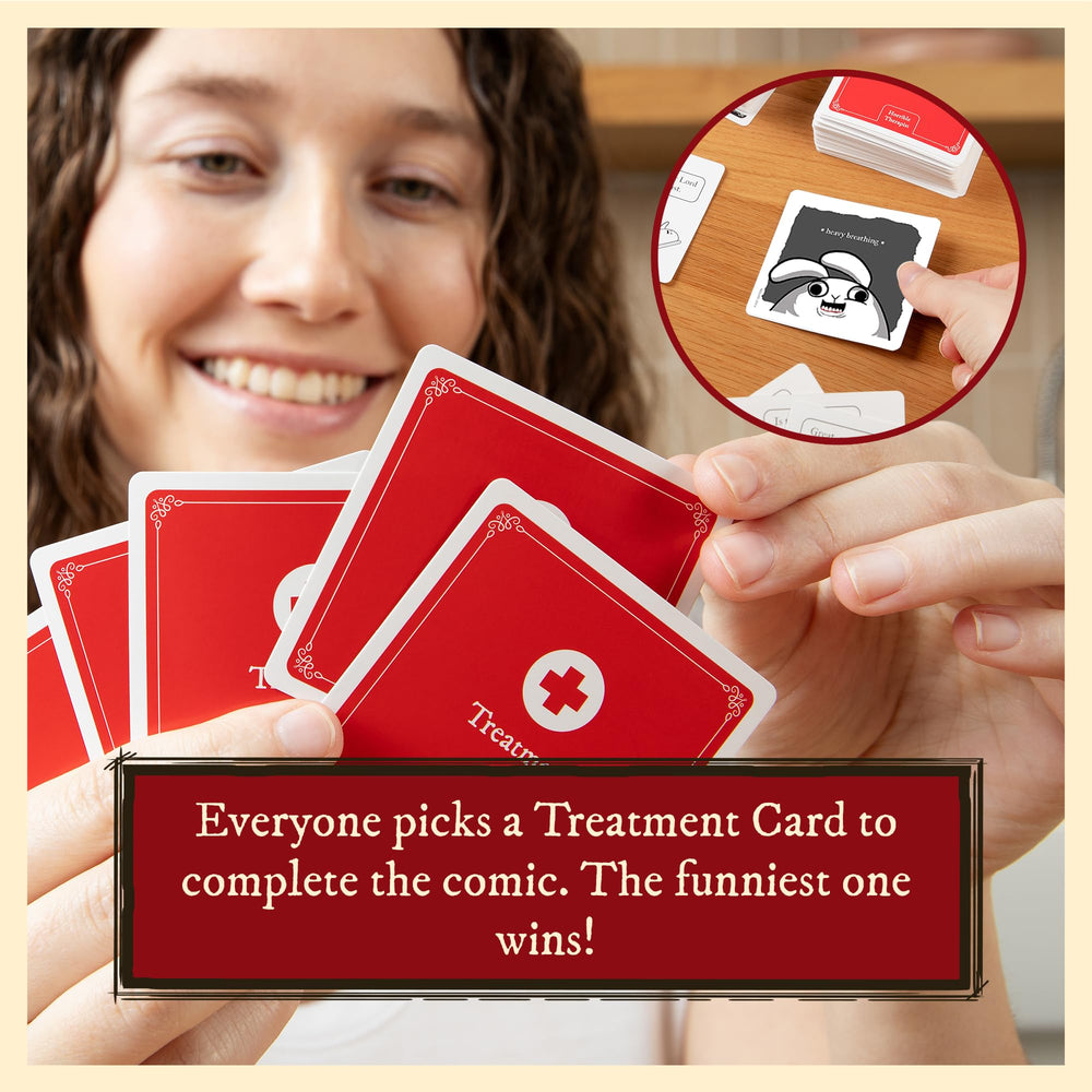 Exploding Kittens Horrible Therapist contents include 80 questions for varied rounds.