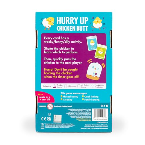 Exploding Kittens Hurry Up Chicken Butt activity cards spread during a lively round.