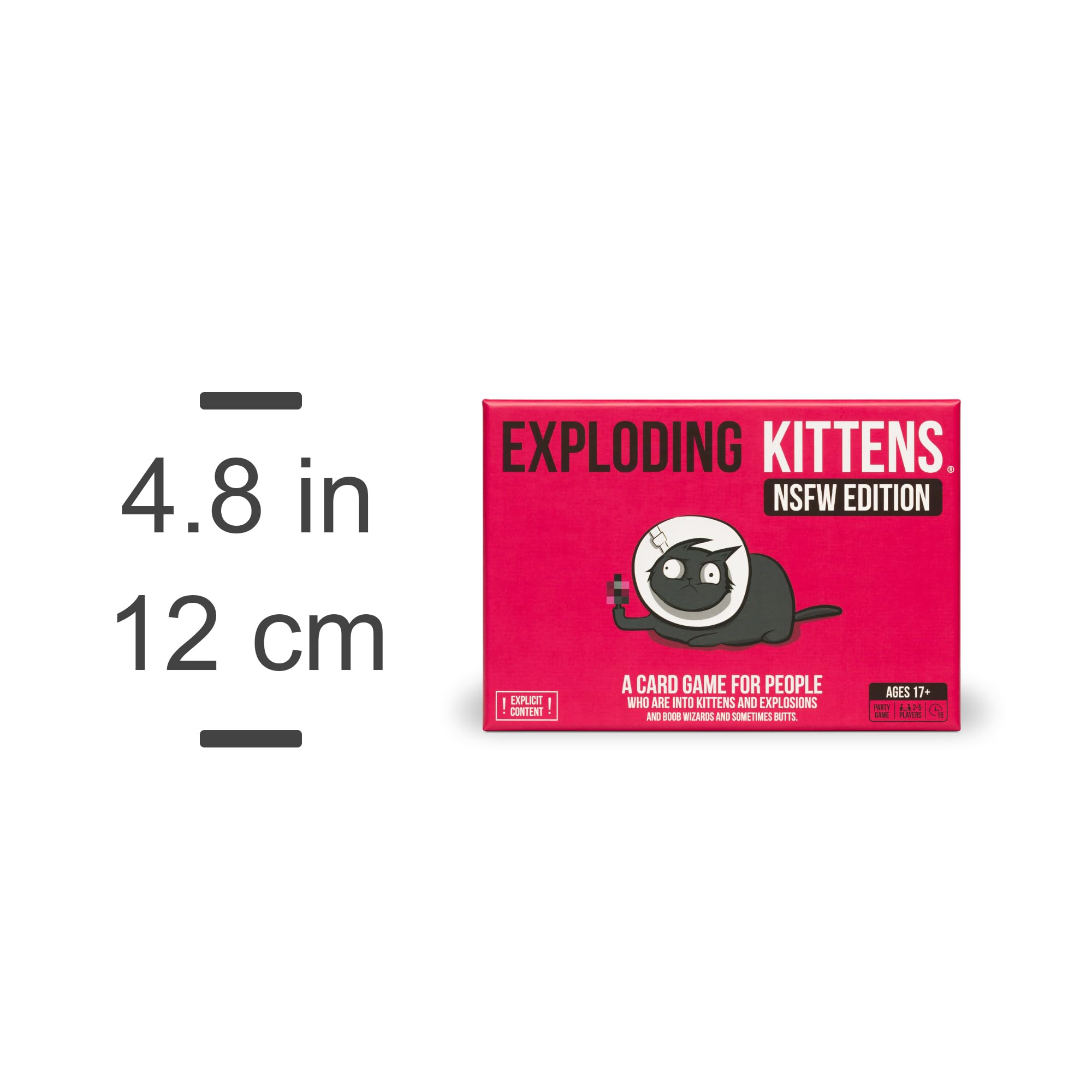 Exploding Kittens NSFW Edition packaging shows 56 wild cards for adults.