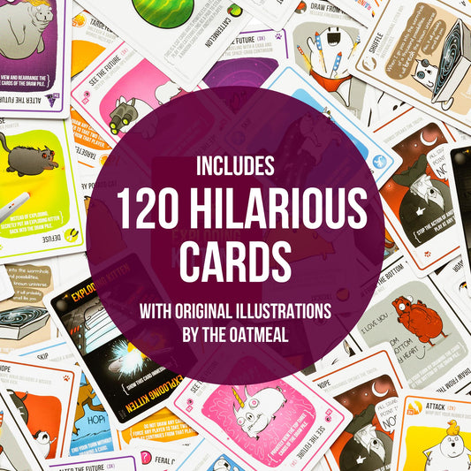 Exploding Kittens Party Pack draw cards illustrate quick decisions that keep gameplay fast and fun.