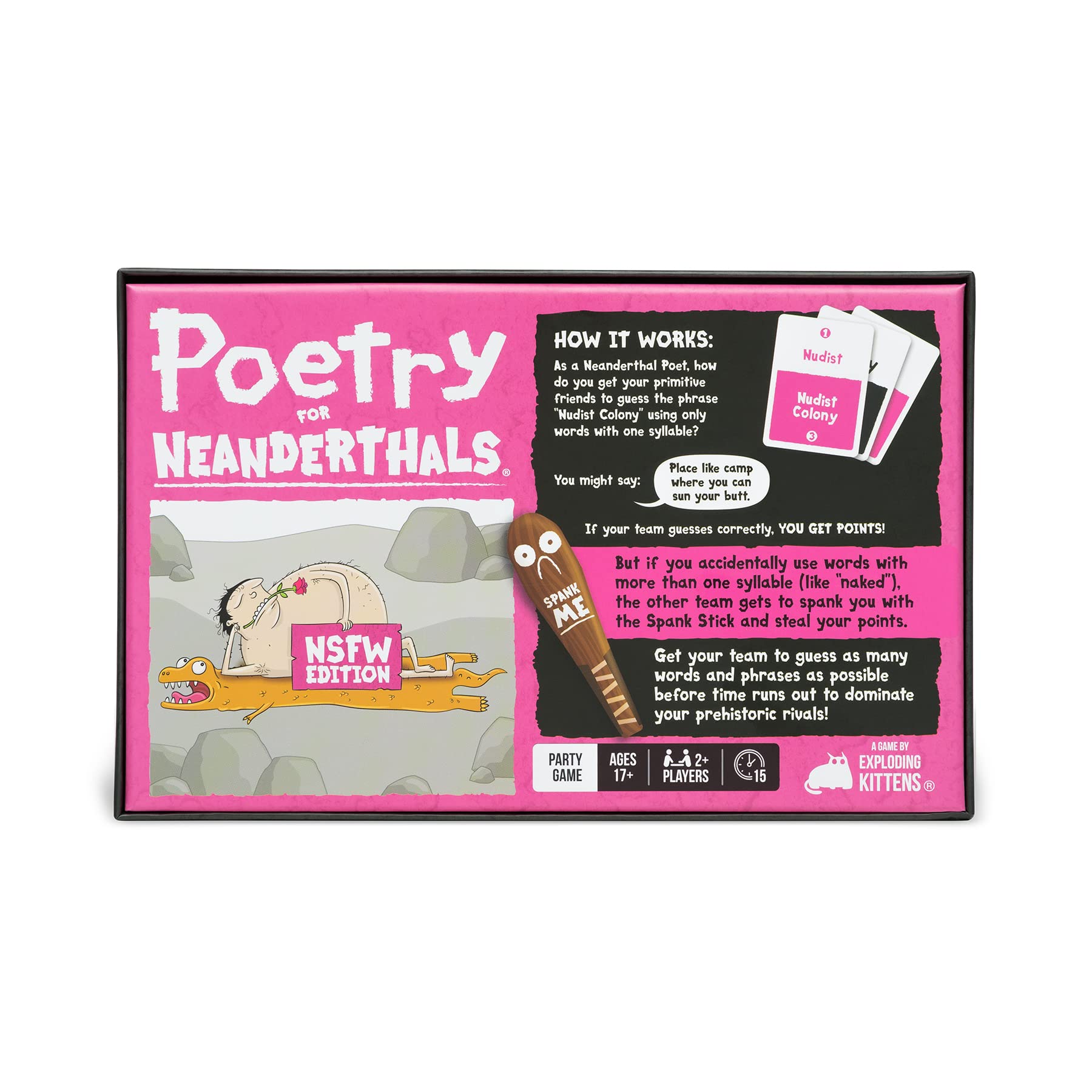 Exploding Kittens Poetry for Neanderthals NSFW Edition inflatable Spank Stick ready for playful consequences