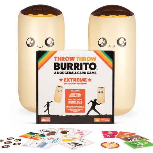 Exploding Kittens Throw Throw Burrito Extreme Outdoor Edition cover image, ideal for family outdoor game nights
