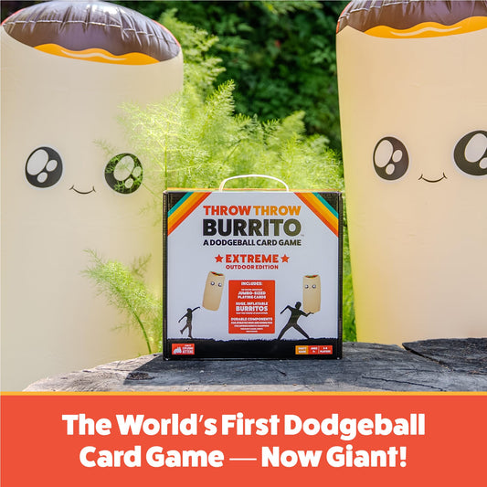 Exploding Kittens giant burritos image, three-foot inflatables for epic backyard play