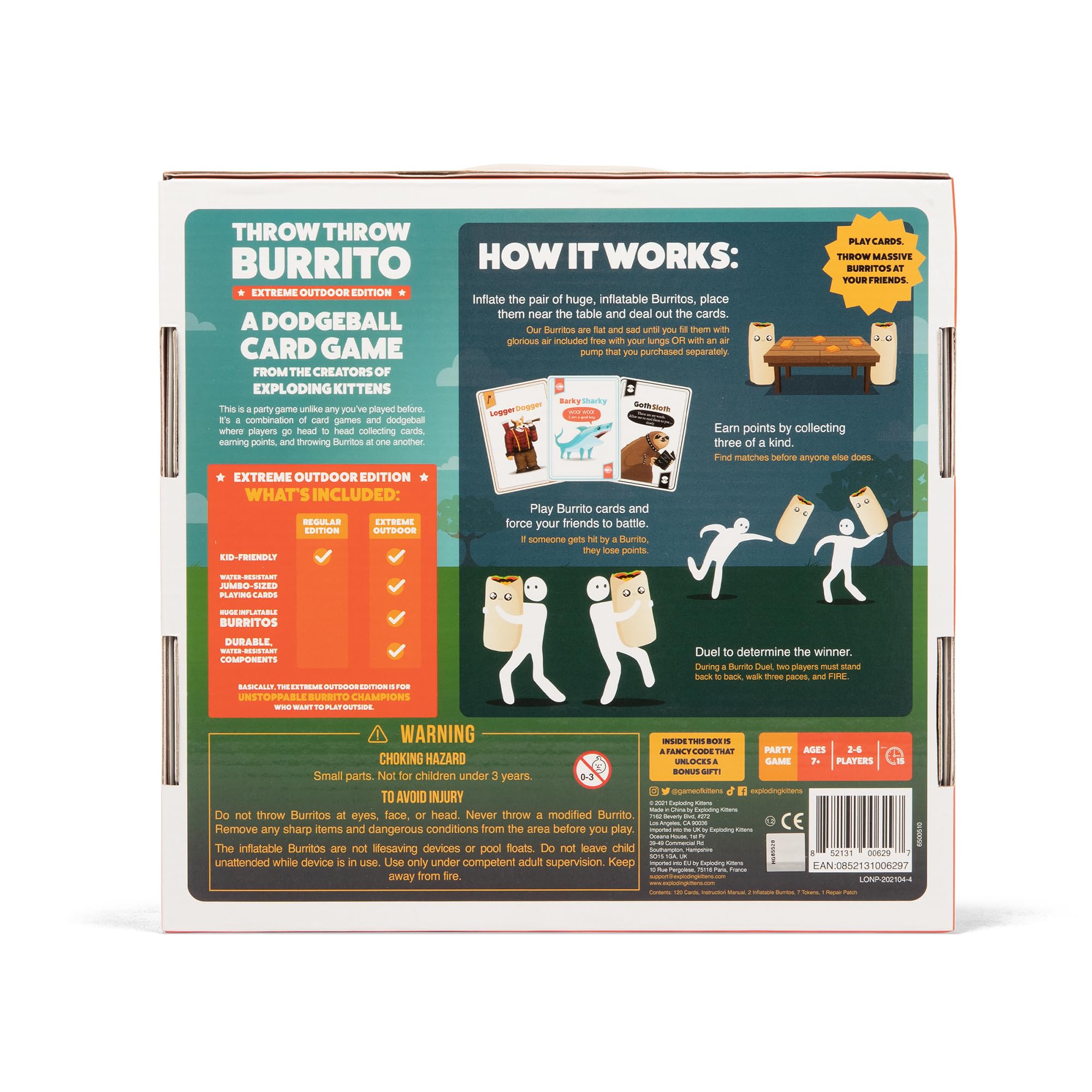 Exploding Kittens instructions image shows quick setup for on-the-go events