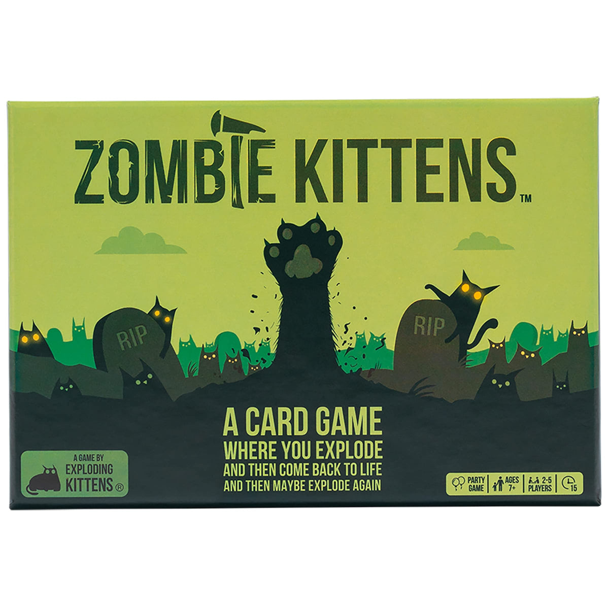Exploding Kittens Zombie Kittens cover art inviting undead chaos and family fun