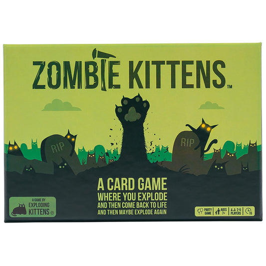 Exploding Kittens Zombie Kittens cover art inviting undead chaos and family fun