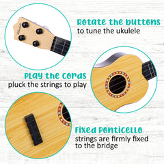 EXPRESSIONS My First Ukulele strings close-up highlights approachable tuning.