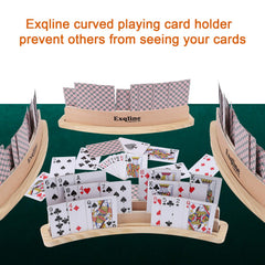 Exqline curved wooden card holder base with anti-slip protection on table