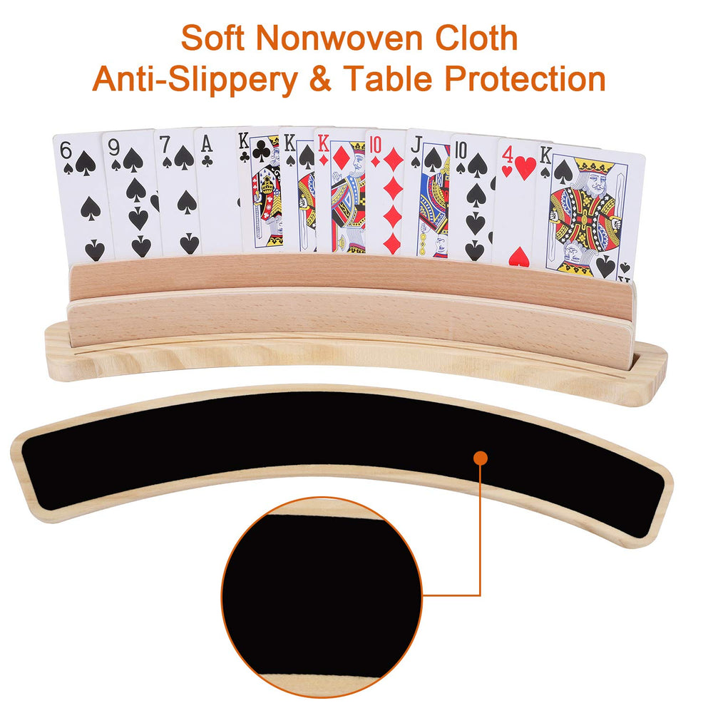 Exqline curved wooden card holder packaged as a set of two