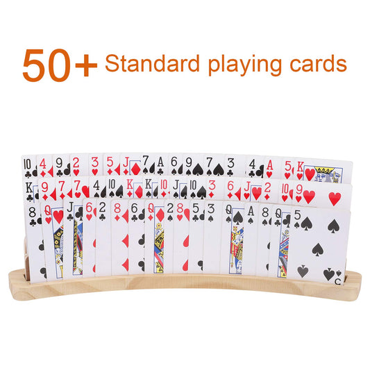 Exqline curved wooden card holder side view showing stable base and grip