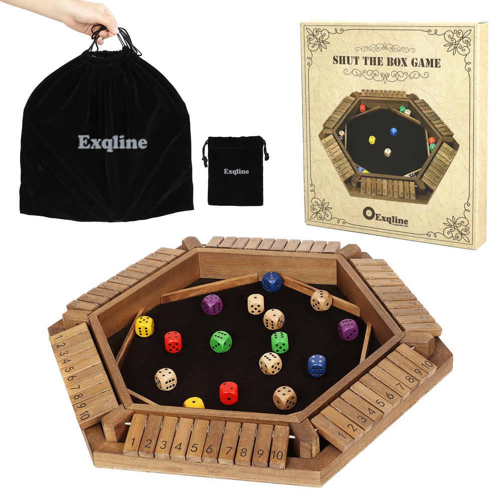 Exqline Shut The Box wooden board with felt bottom for stable play