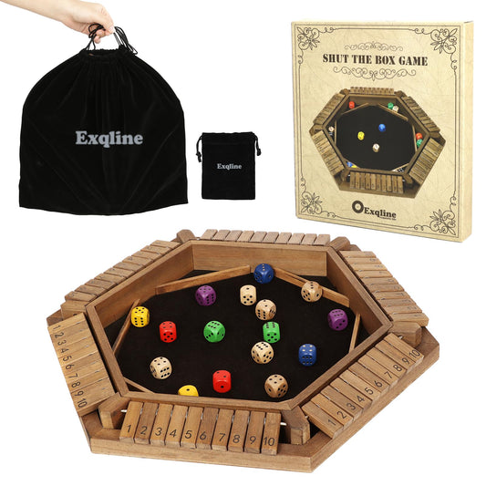 Exqline Shut The Box wooden board with felt bottom for stable play