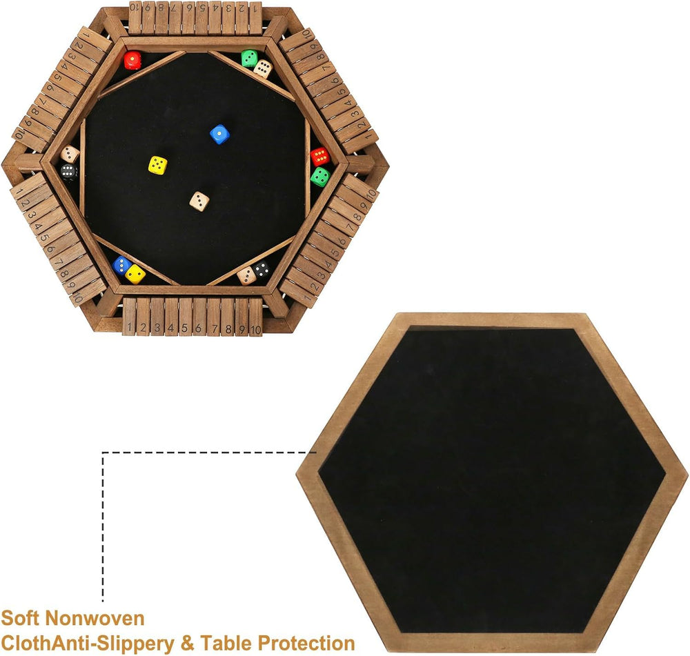 Exqline Shut The Box board’s felt bottom protects tables during play