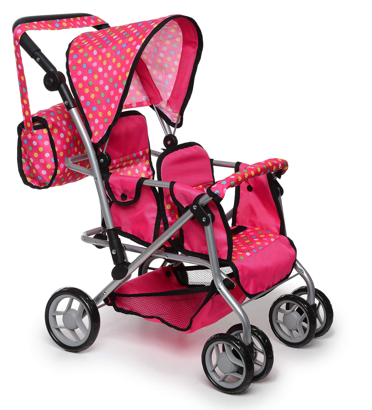 Exquisite Buggy pink polka-dot doll stroller, ideal for imaginative play