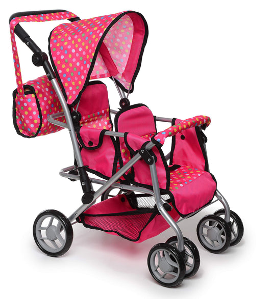 Exquisite Buggy pink polka-dot doll stroller, ideal for imaginative play