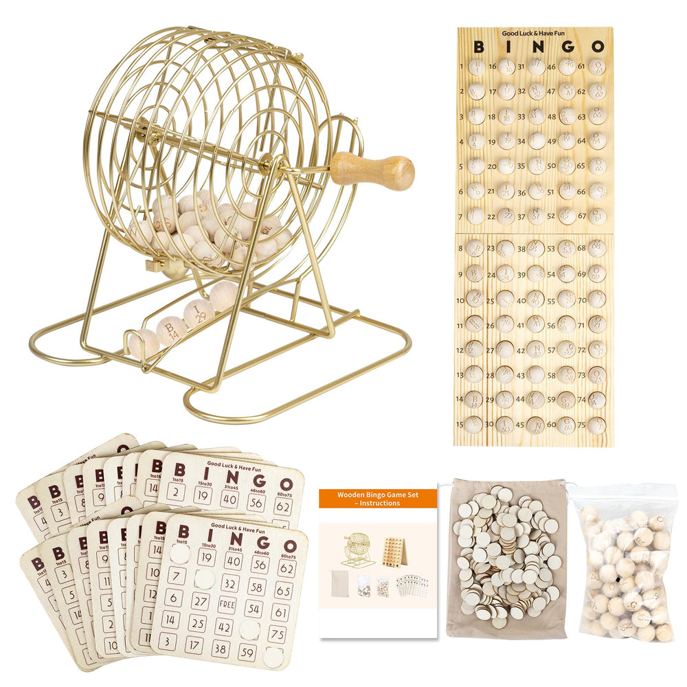 Extguds wooden bingo cage 7in with handle, smooth spins for clear draws.