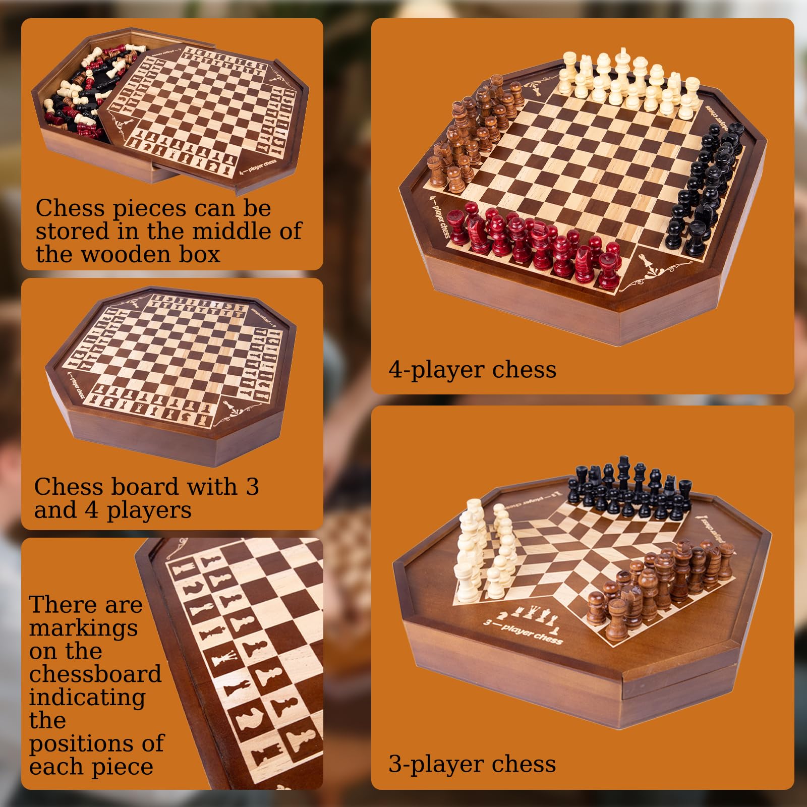 Extguds board shows marked positions to help beginners learn piece placement.