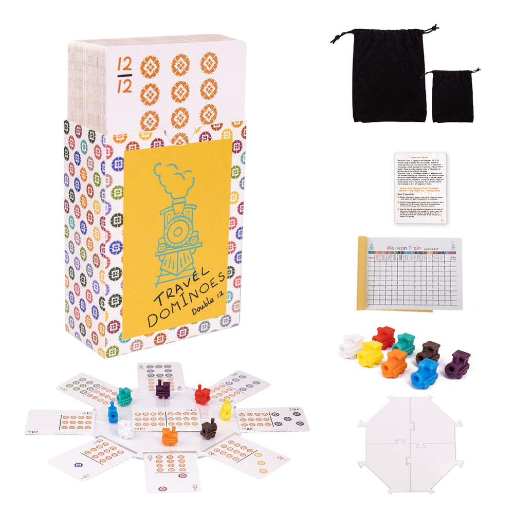 Extguds Mexican Train dominoes compact setup ideal for travel and quick play