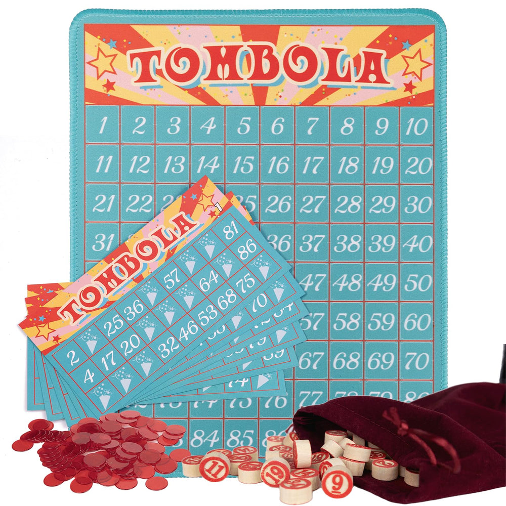 Extguds Tombola board blue for clear number calls during group play.