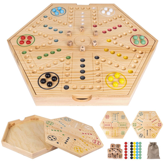 Extguds Wahoo board shows 20-inch surface with wooden storage box for easy setup