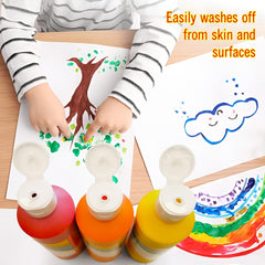 EXTRIC washable paint cleans from skin and fabrics with soap and water.