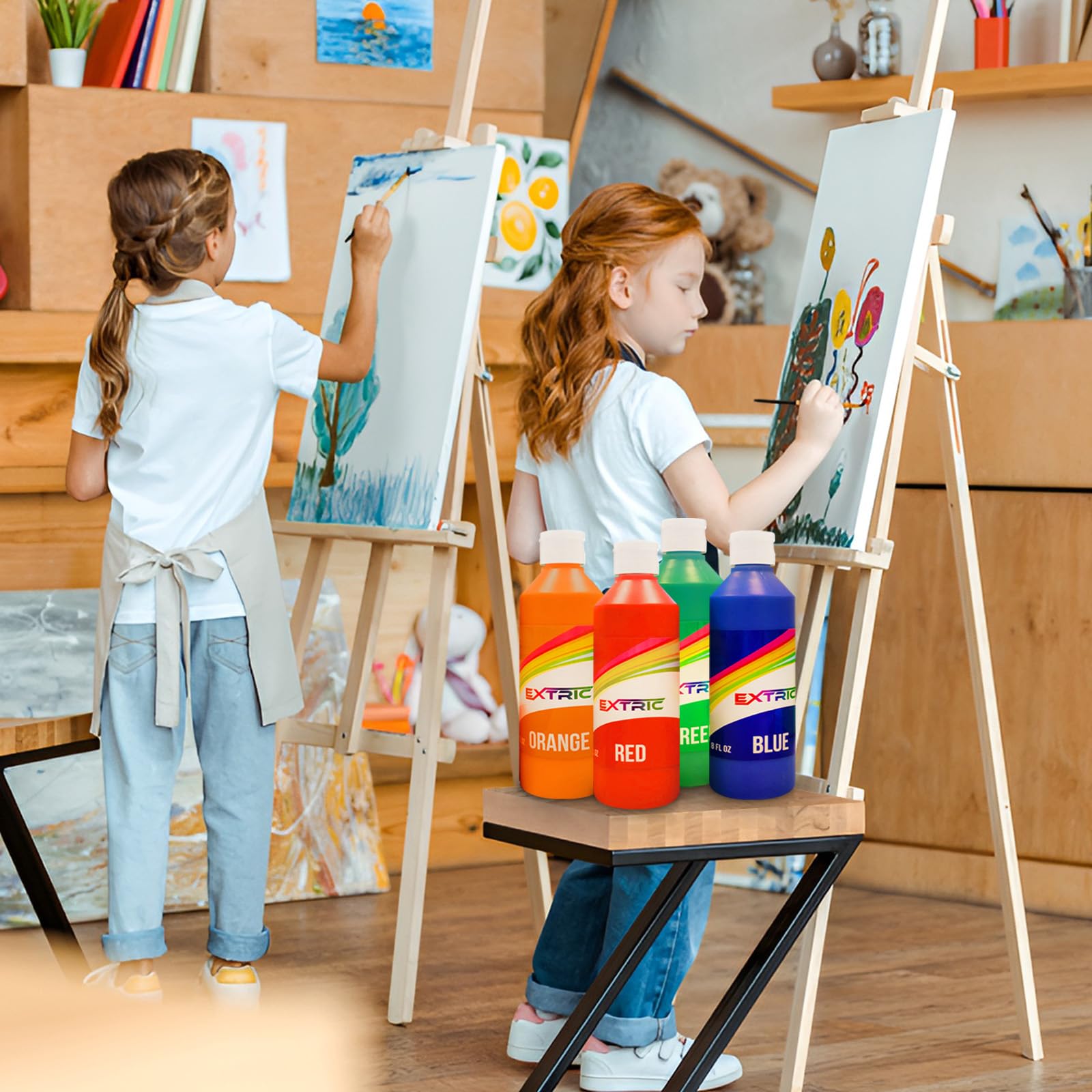 EXTRIC tempera paint works on paper, wood, cardboard, posters for art projects.