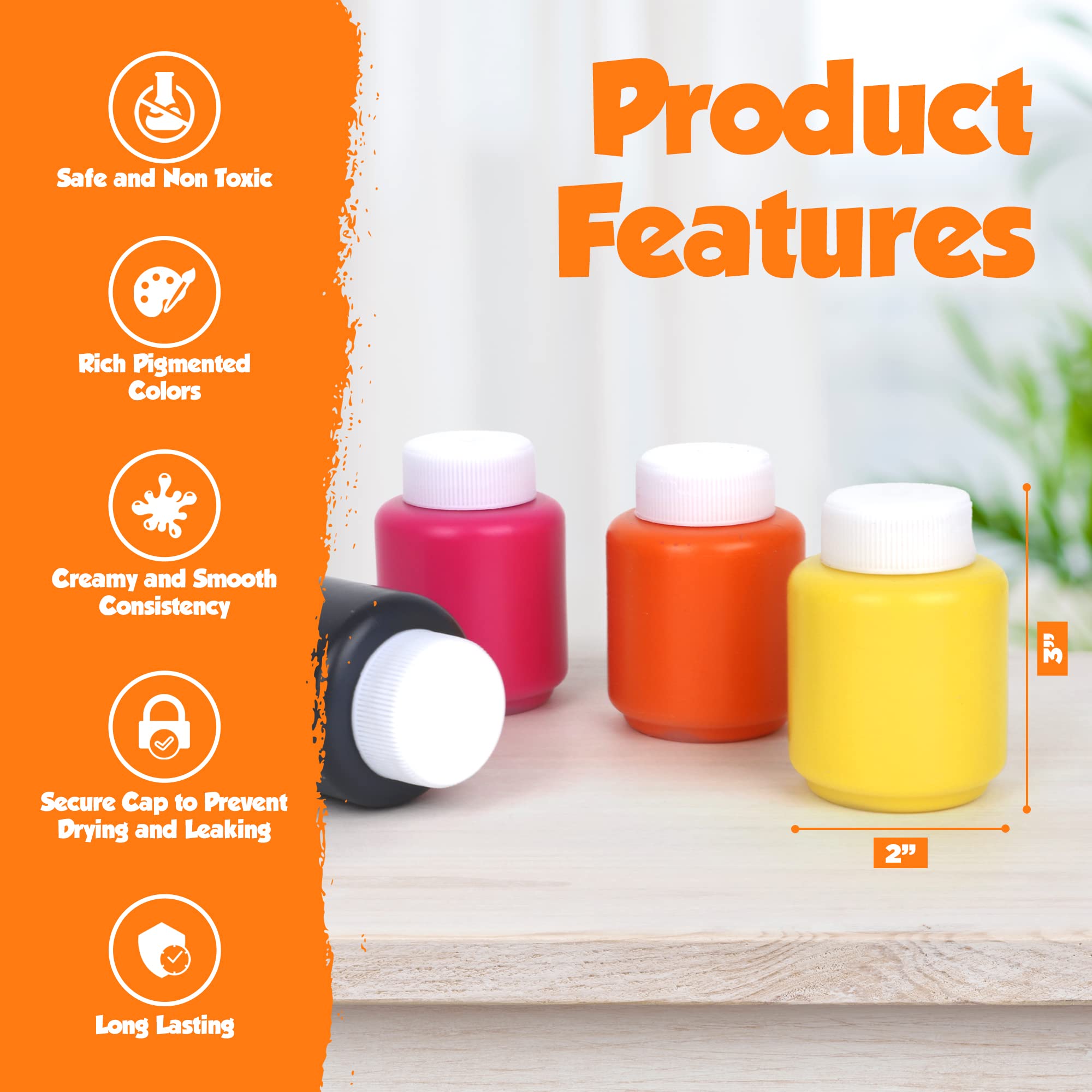 Bright colors from EXTRIC Washable Paint on paper, ideal for creativity