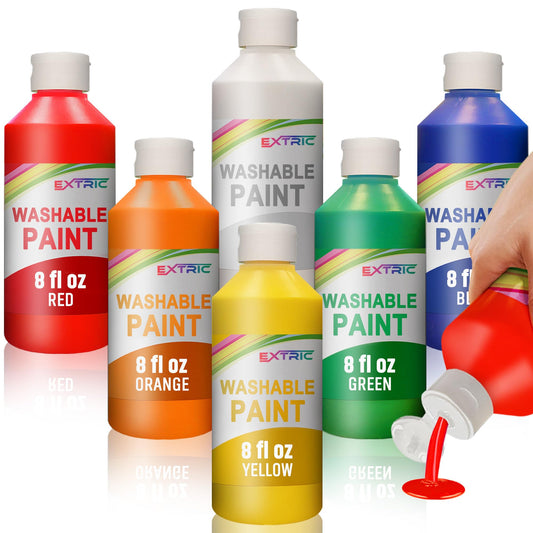 EXTRIC Washable Tempera Paint bottle 8 oz ready for kid-friendly crafts.