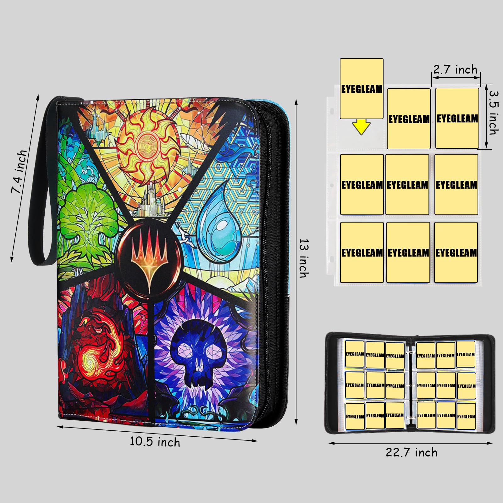 EYEGLEAM binder open to reveal 40 pages for large card collections