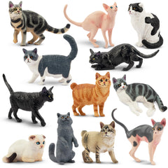 EYSCOTA 12pcs cat figurines set for imaginative play and easy decorating.