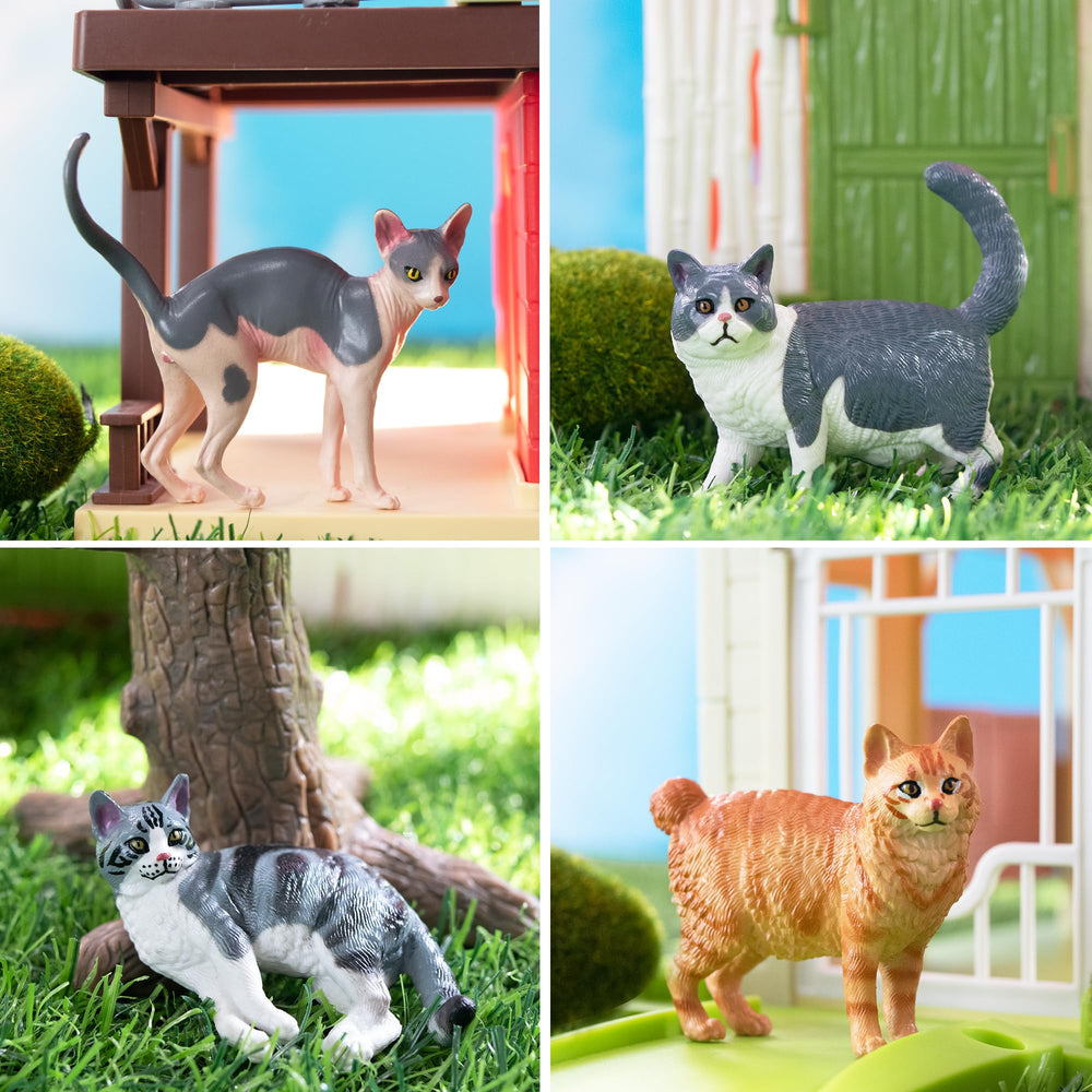 EYSCOTA American Shorthair cat figurine with vivid painting for crafts.