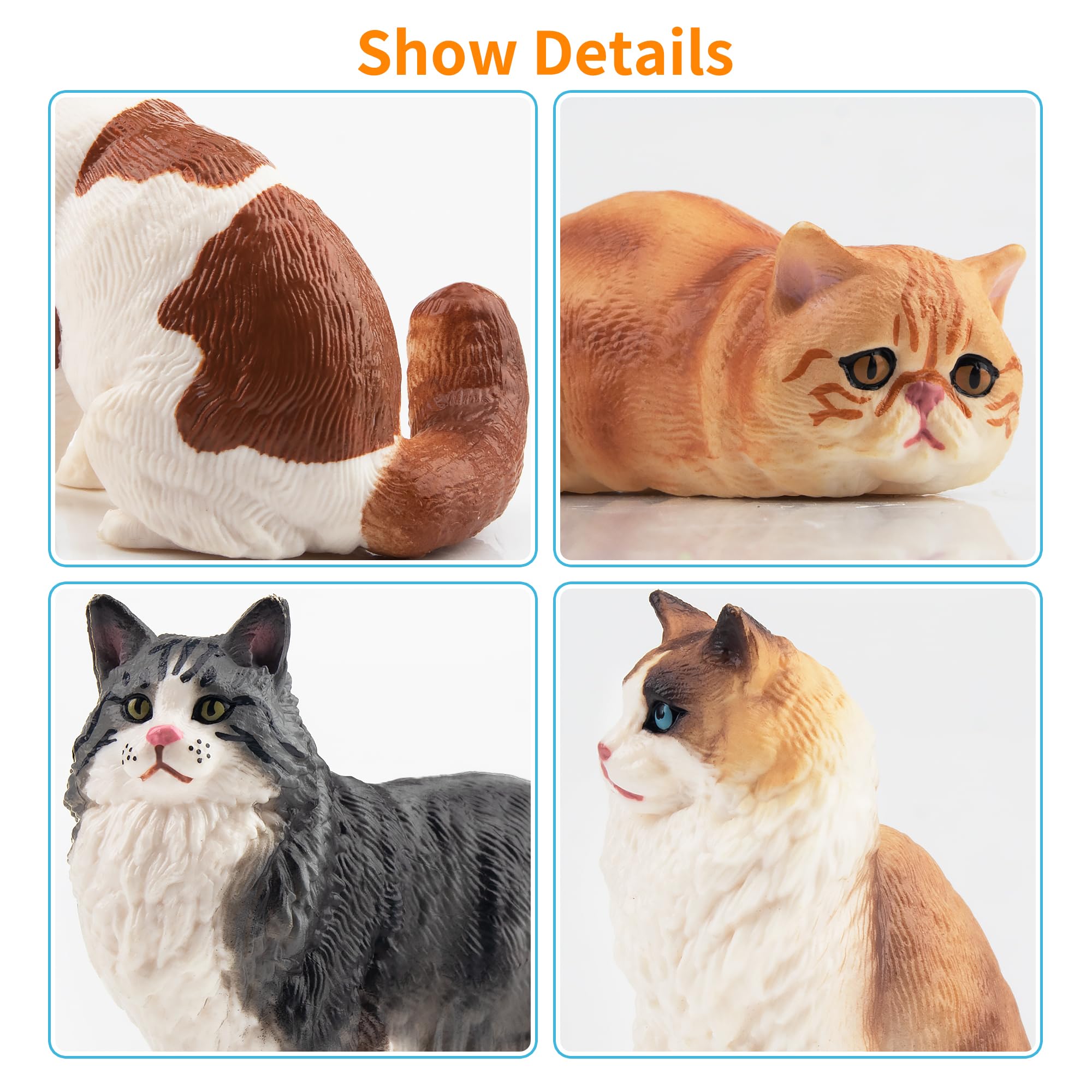 EYSCOTA cat figurines feature detailed textures for lifelike pretend play.