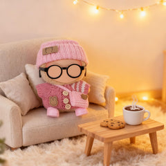 Ezcora doll hat accessory complementing each knitted outfit for style and warmth.