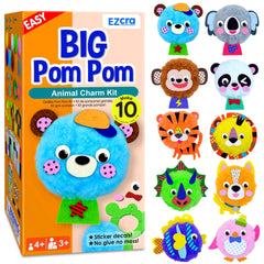 EZCRA Big Pom Pom Craft Kit cover scene inviting kids to start a creative project.