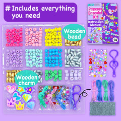 EZCRA bracelet kit contents with strings and charms enable 14 easy projects.