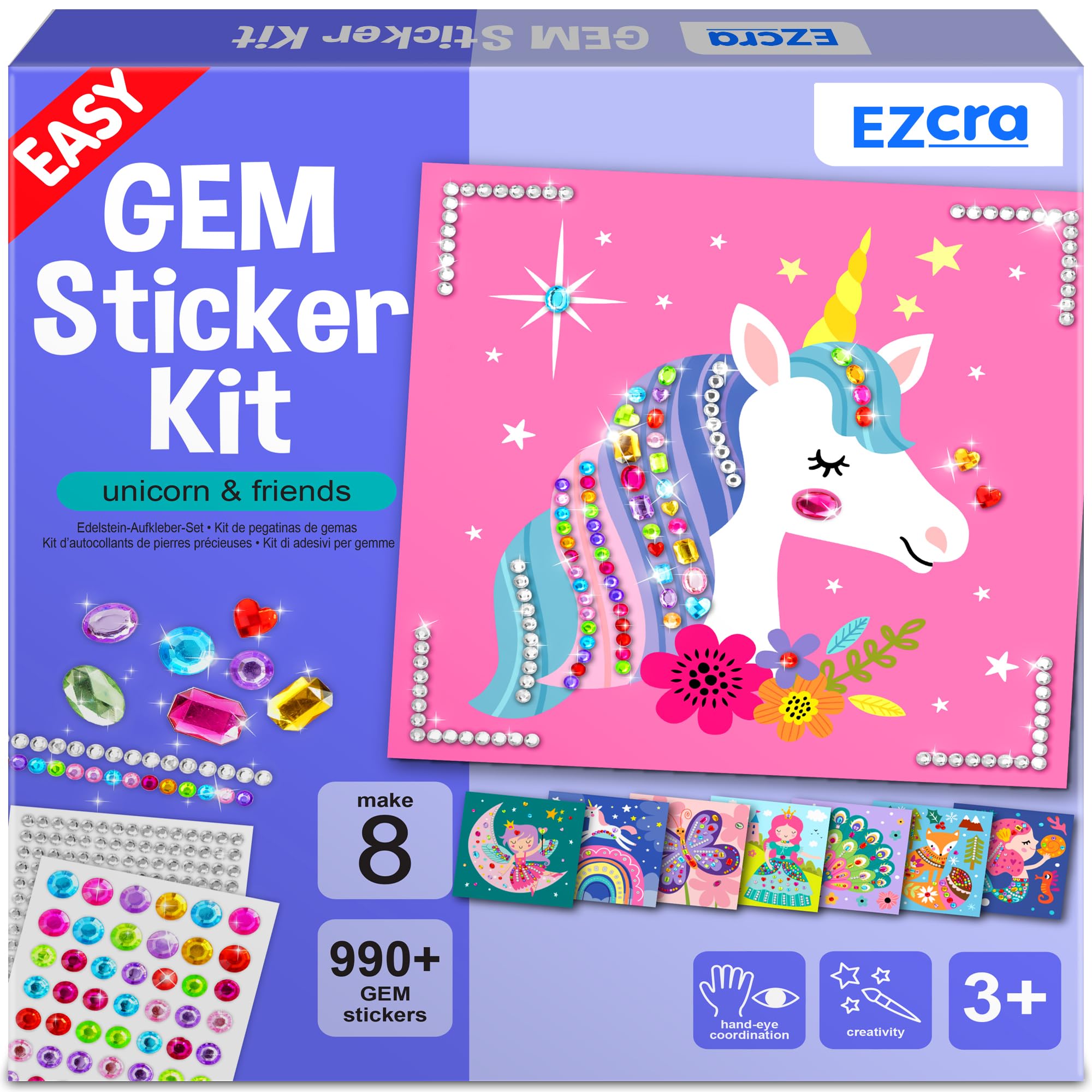EZCRA unicorn princess gem sticker kit sparks creativity for kids.