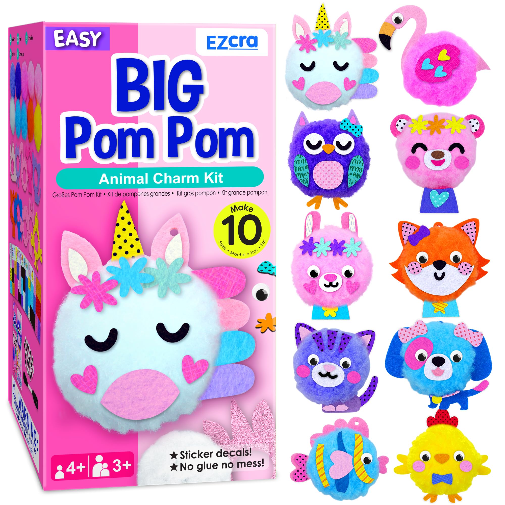 EZCRA Kids Crafts unicorn pom-pom in action for imaginative play