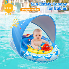 EZIGO Baby Pool Float dolphin toy with sequins sparkles while baby plays.