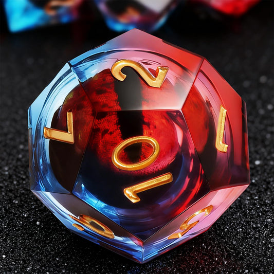 EZUO DND dragon eye liquid core dice in bluish-red with captivating motion
