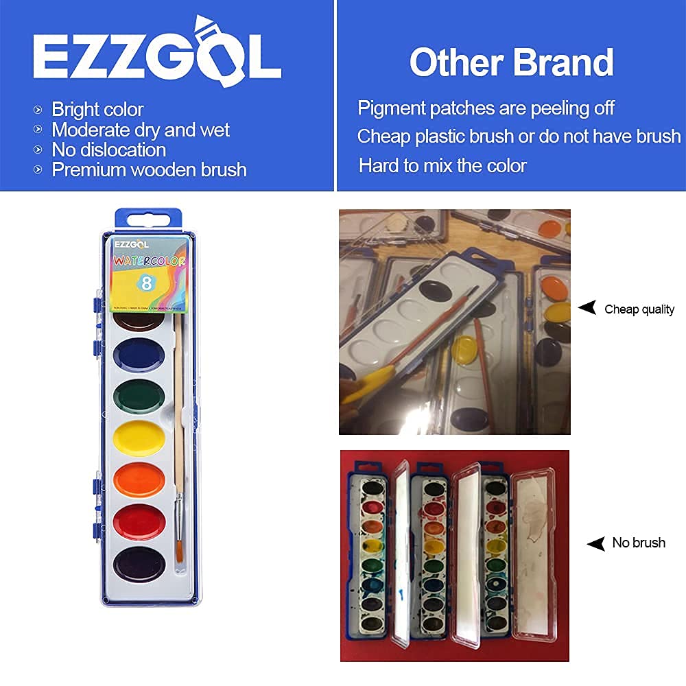 Ezzgol pigmented watercolors deliver rich color and diffusion.