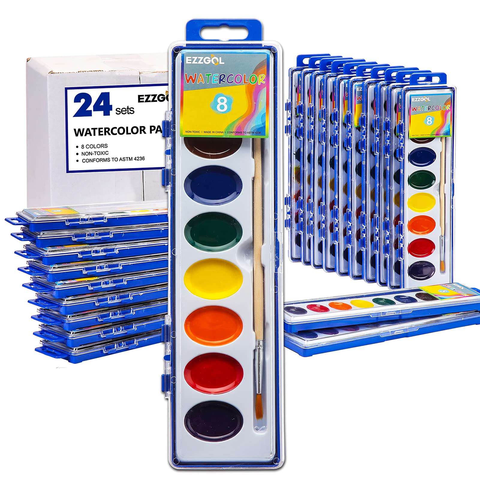 Ezzgol 24-pack sets showcase bold classroom colors for group art.