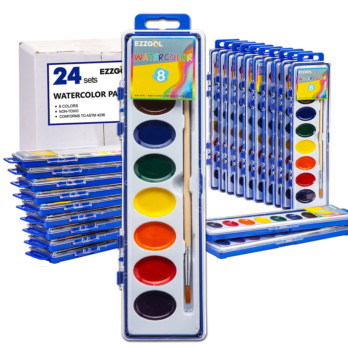 Ezzgol 24-pack sets showcase bold classroom colors for group art.